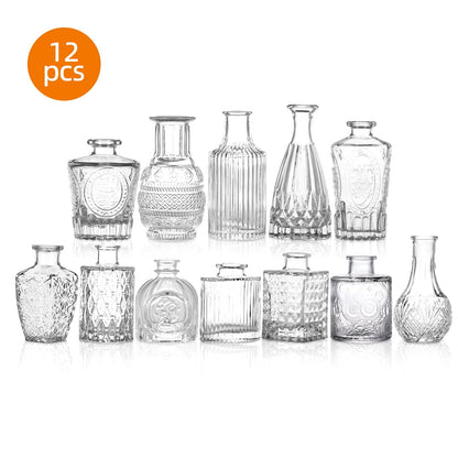 Tomnk Glass Bud Vases in Bulk, Set of 12 Small Vases for Centerpieces, Flower Vases for Flowers in Bulk for Rustic Wedding Home Table Decorations