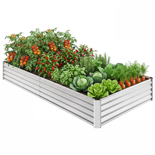 Tomnk Raised Garden Bed 6x3x1ft, Galvanized Metal Outdoor Planter Box for Vegetables, Flowers & Herbs, Durable Rust-Resistant, Easy Assembly, Silver