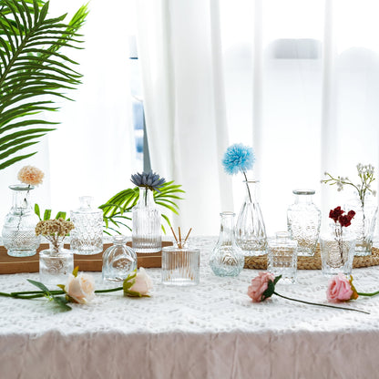 Tomnk Glass Bud Vases in Bulk, Set of 12 Small Vases for Centerpieces, Flower Vases for Flowers in Bulk for Rustic Wedding Home Table Decorations