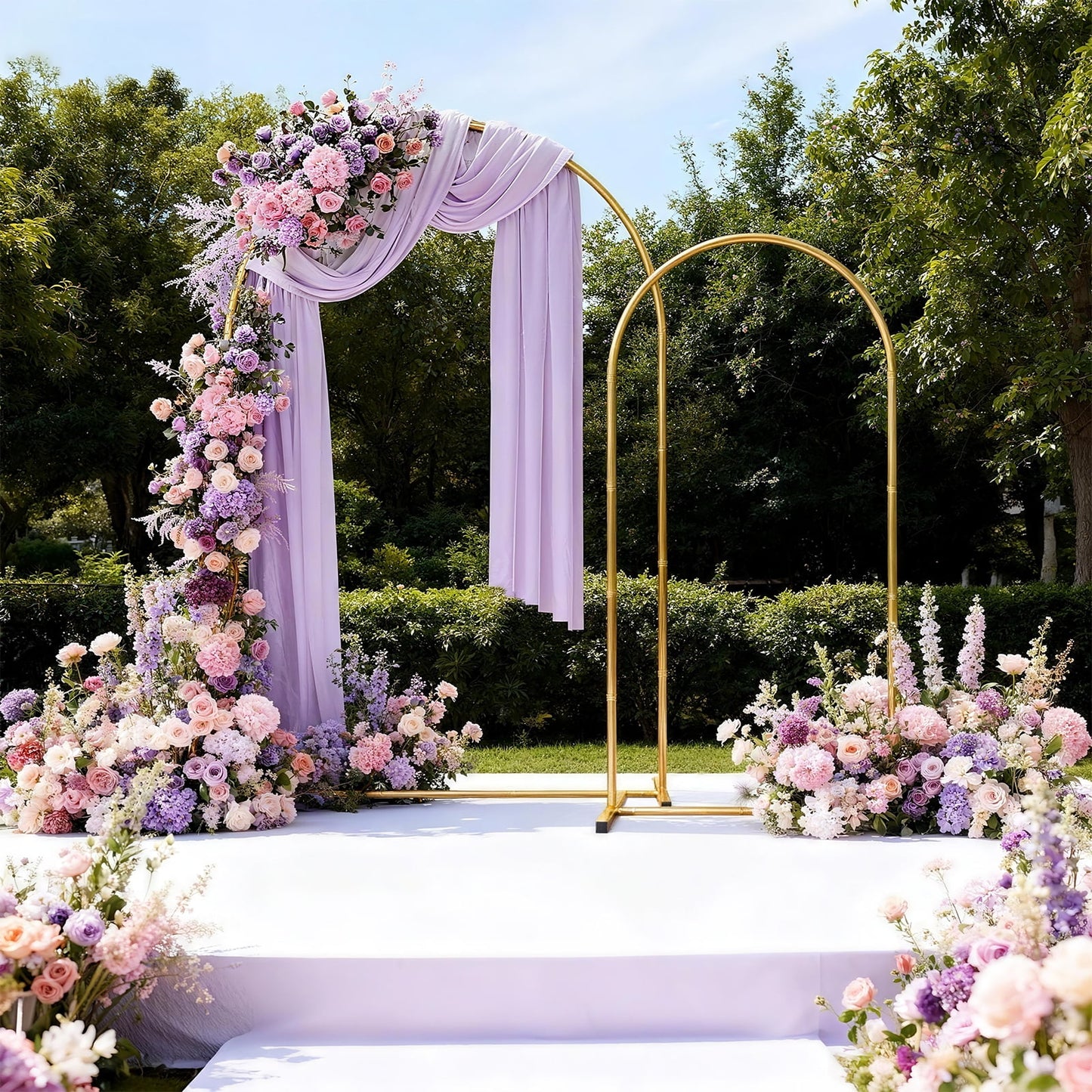 Arch Backdrop Stand, Set of 2 Metal Arch Stand (7.2FT+6FT), Gold Wedding Arch Frame for Party, Holiday, Ideal for Flower