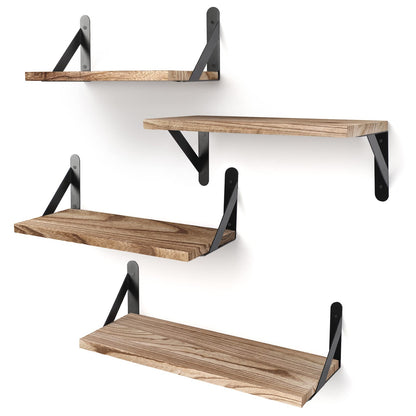 Tomnk Woo Floating Shelves for Wall Set of 4 in Light Carbonized Brown, Large