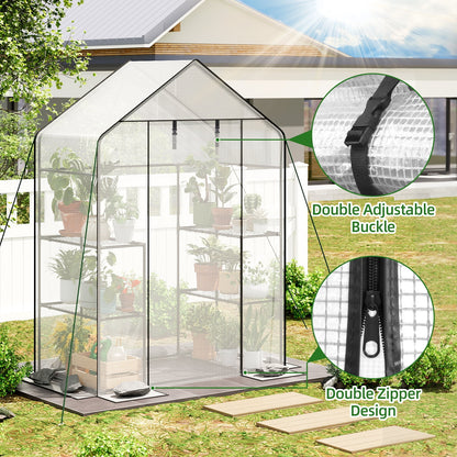 TOMNK Greenhouse, 57 x 28 x 76'' Greenhouses for Outdoors, Portable Greenhouse Kit with Mesh Side Windows, PE Cover, 4 Shelves, Heavy Duty Walk in White House for Backyard Garden Indoor Outside