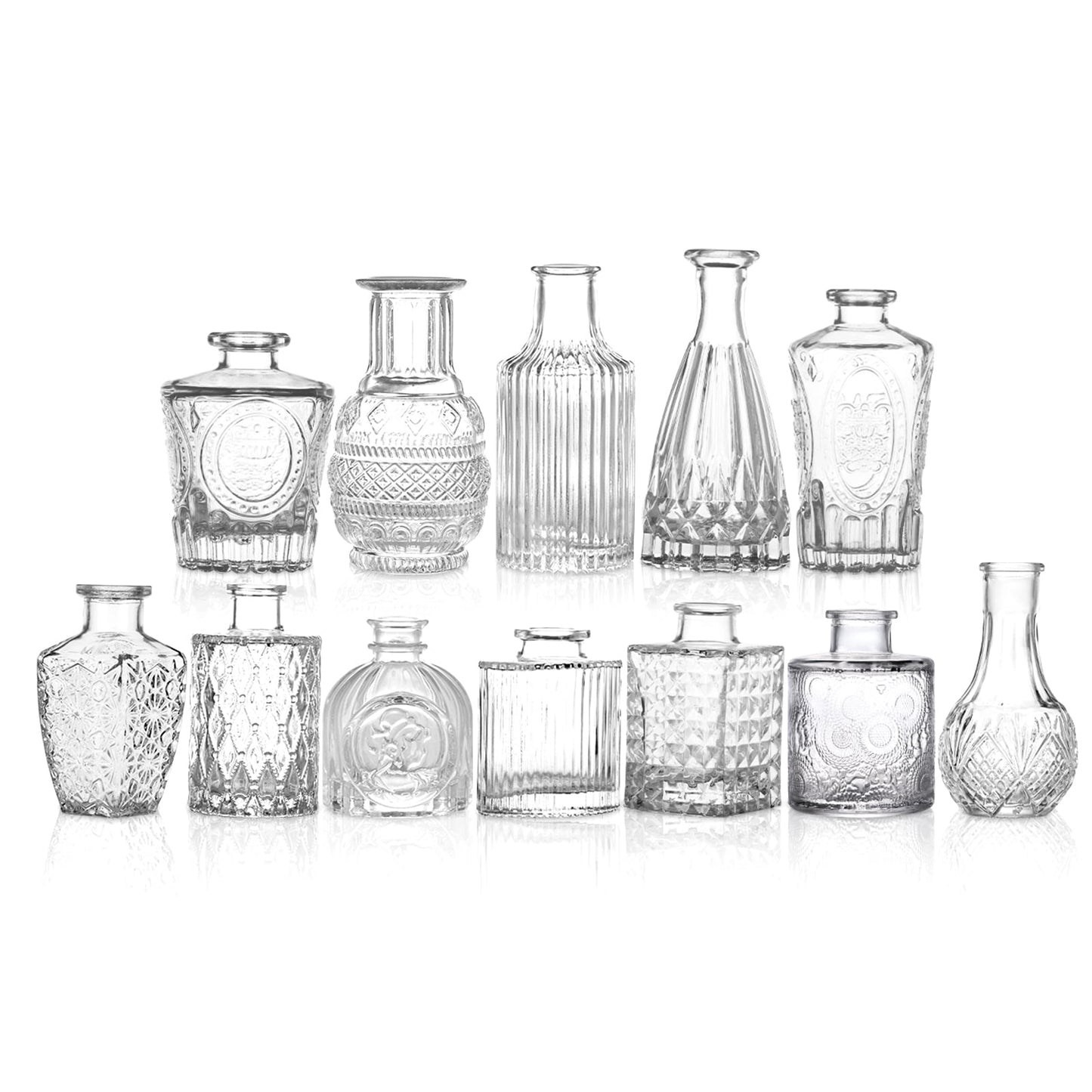 Tomnk Glass Bud Vases in Bulk, Set of 12 Small Vases for Centerpieces, Flower Vases for Flowers in Bulk for Rustic Wedding Home Table Decorations