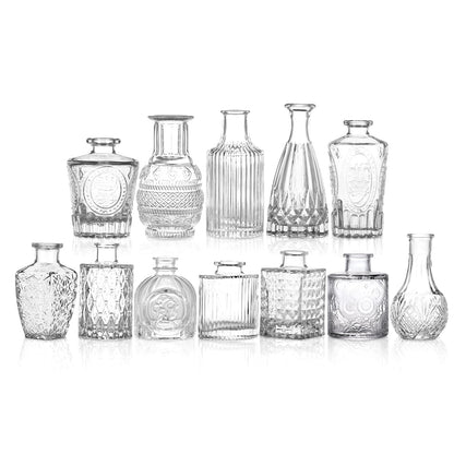 Tomnk Glass Bud Vases in Bulk, Set of 12 Small Vases for Centerpieces, Flower Vases for Flowers in Bulk for Rustic Wedding Home Table Decorations
