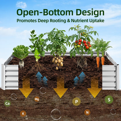 Tomnk Raised Garden Bed 4x2x1ft, Galvanized Metal Planter Outdoor for Vegetables, Flowers & Herbs, Rust-Resistant, Easy Assembly, Silver