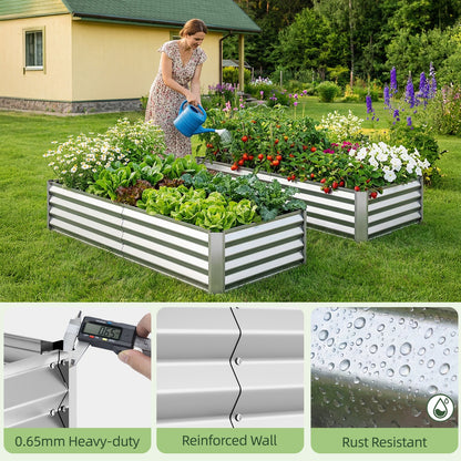 Tomnk Raised Garden Bed 4x2x1ft, Galvanized Metal Planter Outdoor for Vegetables, Flowers & Herbs, Rust-Resistant, Easy Assembly, Silver
