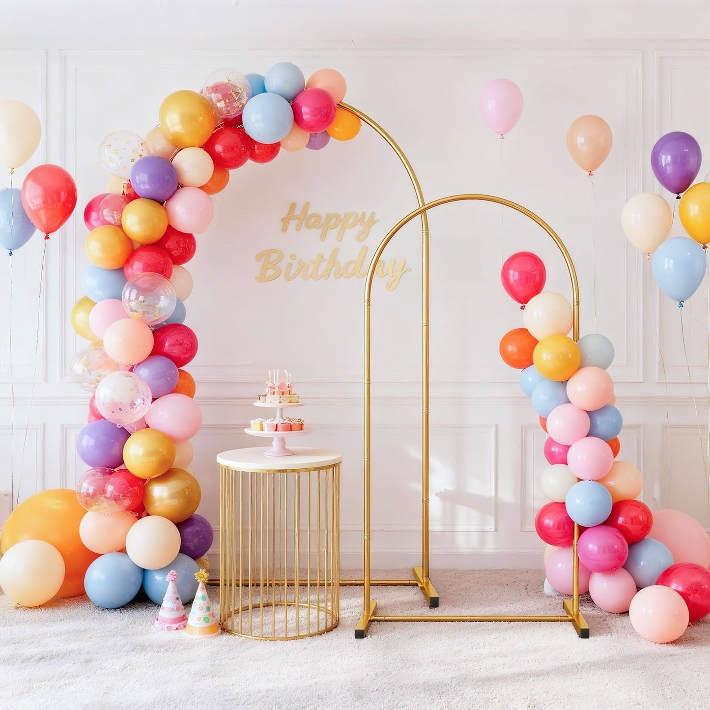 Arch Backdrop Stand, Set of 2 Metal Arch Stand (7.2FT+6FT), Gold Wedding Arch Frame for Party, Holiday, Ideal for Flower