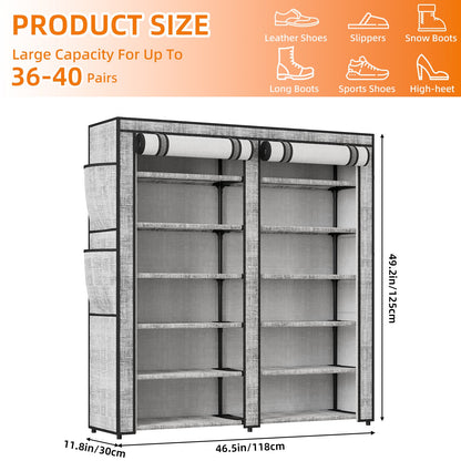 Tomnk 6 Tiers Kitchen Storage Shelves, Adjustable Shelves for Storage Pantry Shelves with Hooks, Storage Rack Shelving Unit Organizer for Bedroom Laundry Closet