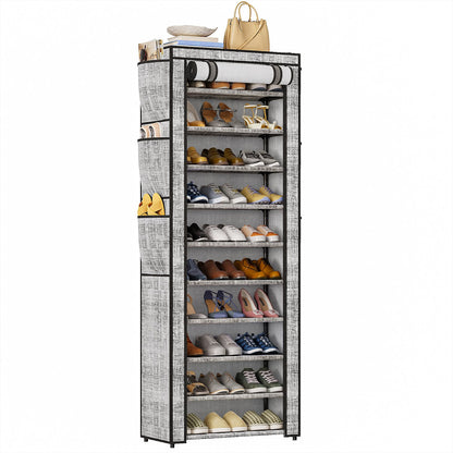 Tomnk 10 Tiers Kitchen Storage Shelves, Adjustable Shelves for Storage Pantry Shelves with Hooks, Storage Rack Shelving Unit Organizer for Bedroom Laundry Closet