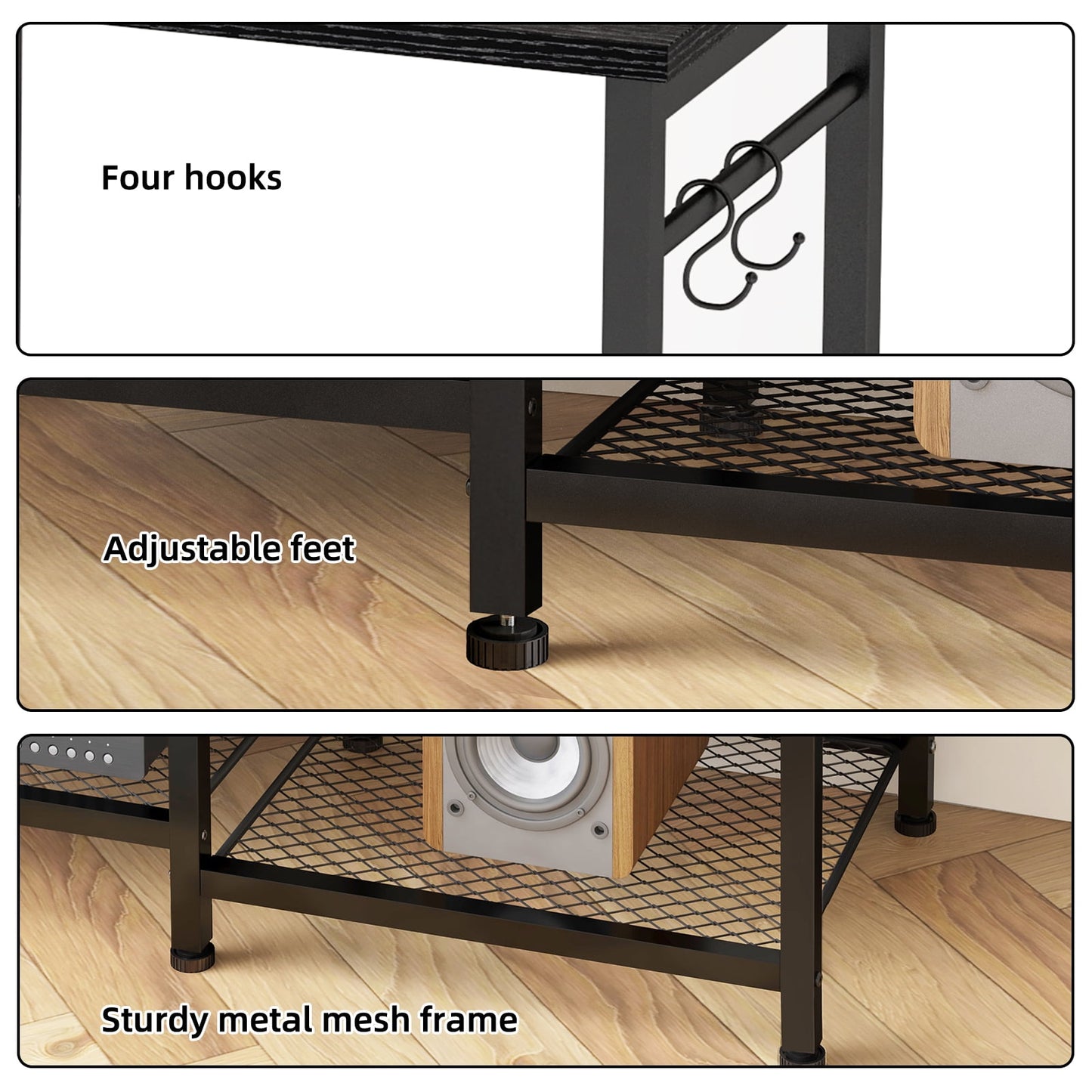 Tomnk TV Stand for TVs up to 55 Inch, Entertainment Center with Open Storage Shelves, Media Console Table with Soundbar Shelf for Living Room, Bedroom, White