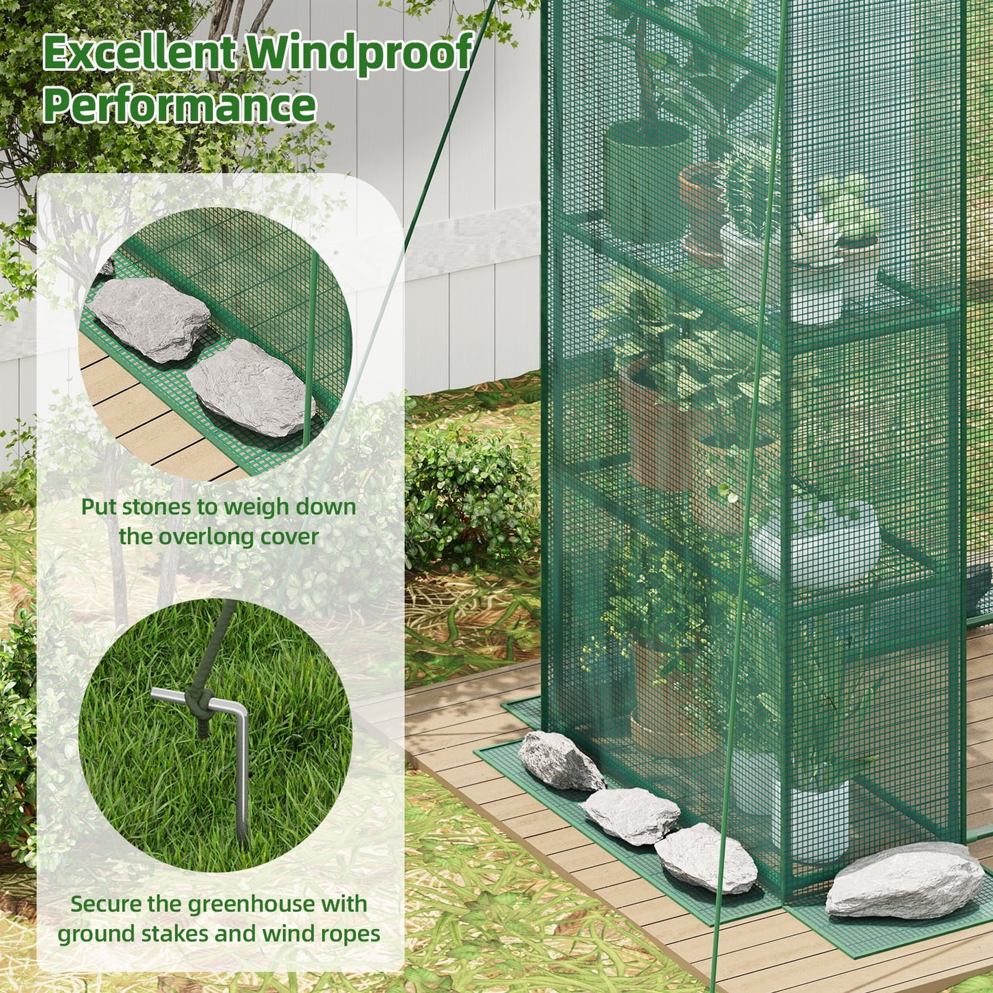 TOMNK Greenhouse, 57 x 28 x 76'' Greenhouses for Outdoors, Portable Greenhouse Kit with Mesh Side Windows, PE Cover, 4 Shelves, Heavy Duty Walk in Green House for Backyard Garden Indoor Outside