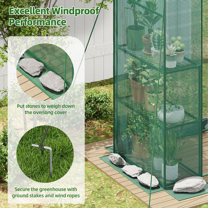 TOMNK Greenhouse, 57 x 28 x 76'' Greenhouses for Outdoors, Portable Greenhouse Kit with Mesh Side Windows, PE Cover, 4 Shelves, Heavy Duty Walk in Green House for Backyard Garden Indoor Outside