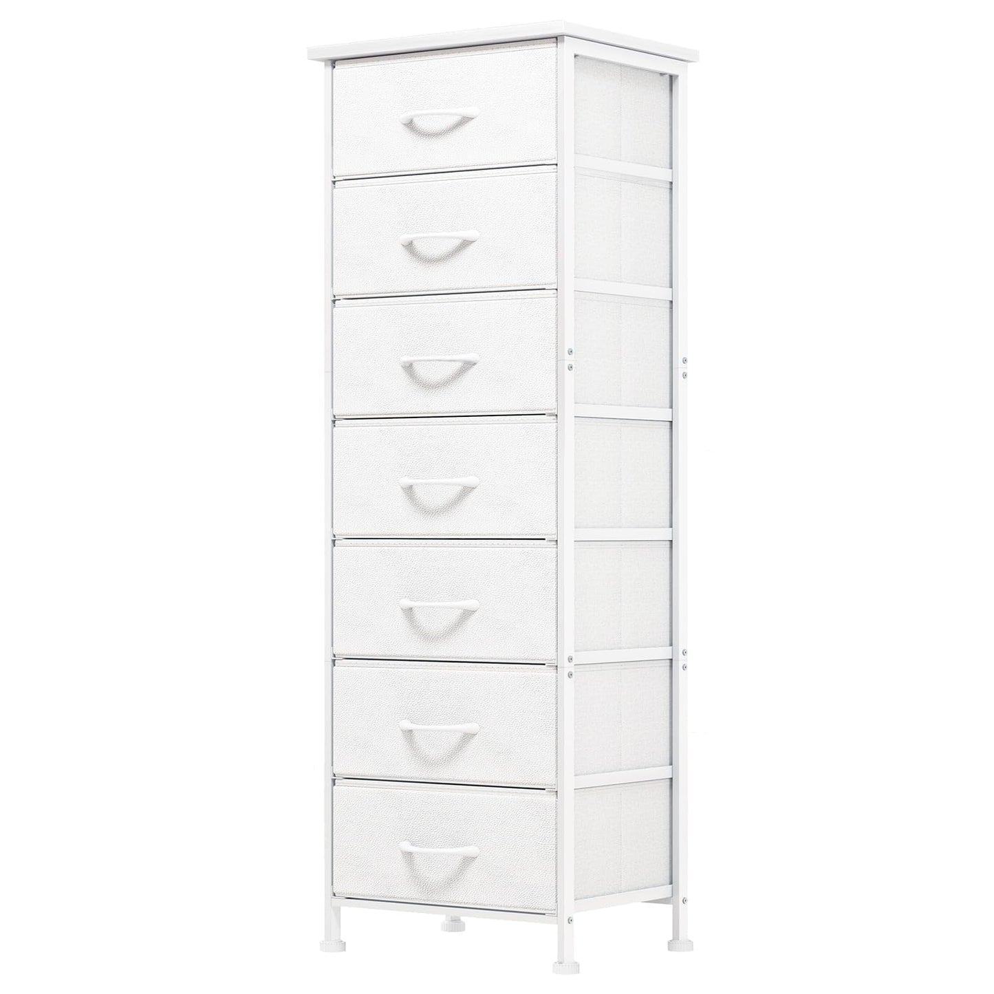 Tomnk woo Tall Dresser with 7 Fabric Drawers, Storage Organizer for Bedroom, Entryway, Hallway, White