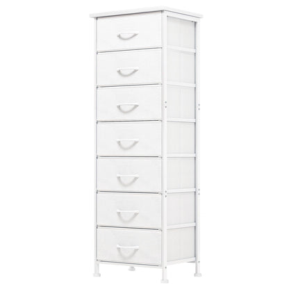 Tomnk woo Tall Dresser with 7 Fabric Drawers, Storage Organizer for Bedroom, Entryway, Hallway, White