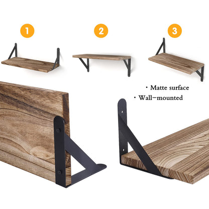 Tomnk Woo Floating Shelves for Wall Set of 4 in Light Carbonized Brown, Large